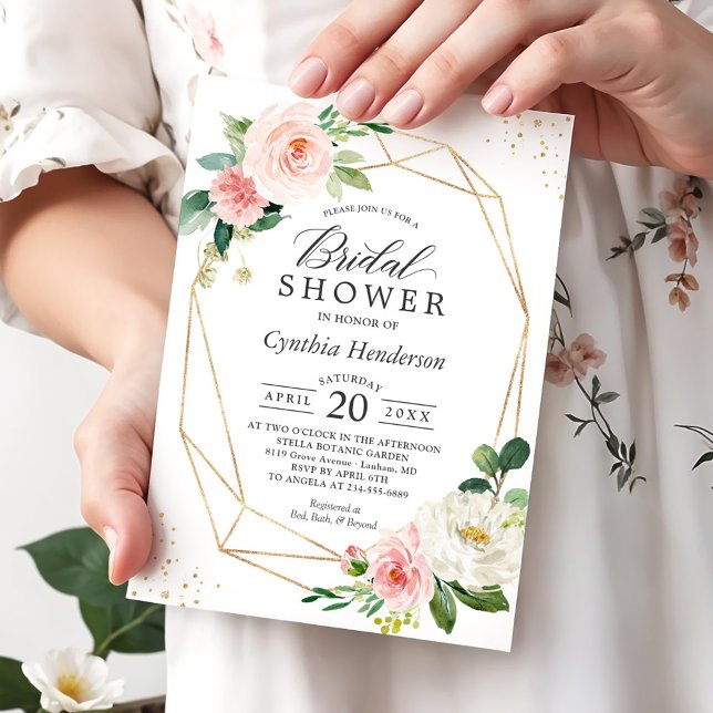 Modern Elegance Blush Pink Floral Bridal Shower Invitation (Creator Uploaded)