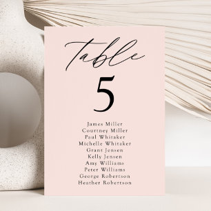 Modern Elegance Blush Table Number Seating Chart