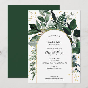 Modern elegance botanical brunch and bubbly invitation
