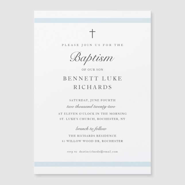 Modern Elegance Boys Baptism Invitations  (Front)