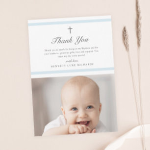 Modern Elegance Boys Baptism Thank You Postcard