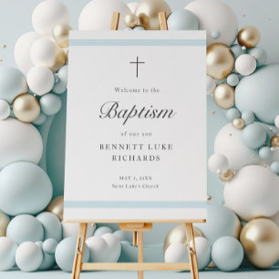 Modern Elegance Boys Baptism Welcome Poster