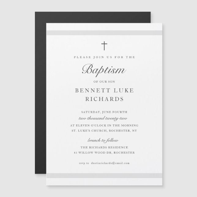 Modern Elegance Boys or Girls Baptism Invitations  (Front/Back)