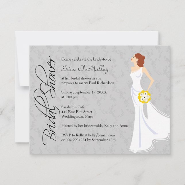 Modern Elegance Bridal Shower Grey Invitation (Front)