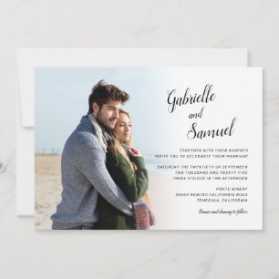 Modern Elegance Calligraphy Photo Wedding Invitati Invitation