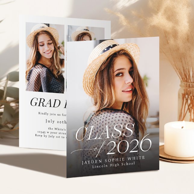 Modern Elegance Class of 2026 Photo Graduation Invitation (Modern Elegance Class of 2026 Photo Graduation Invitation)