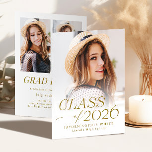 Modern Elegance Class of 2026 Photo Graduation Invitation