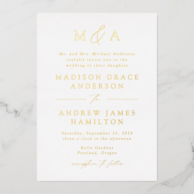 Modern Elegance Gold Monogram Wedding (Front)