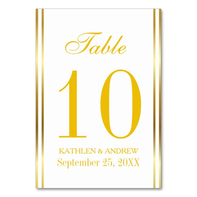Modern Elegance Gold Table Number Seating  (Front)