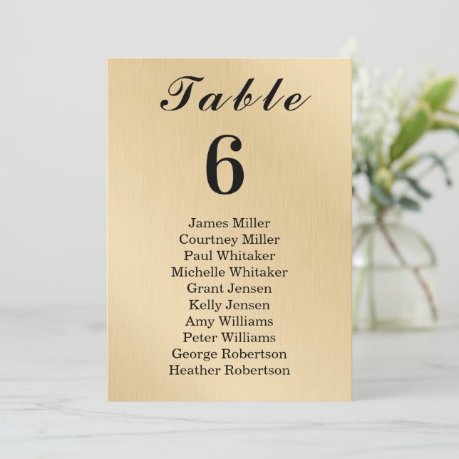 Modern Elegance Gold Table Number Seating Chart (Standing Front)