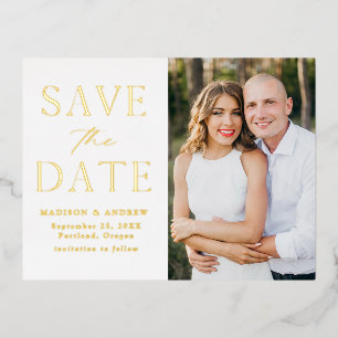 Modern Elegance Gold Wedding Save the Date Foil Invitation Postcard