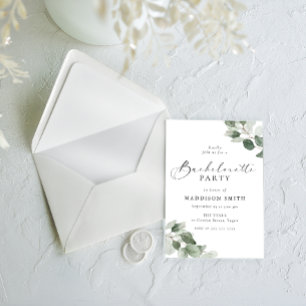Modern Elegance Green Leaves Bachelorette Invitation