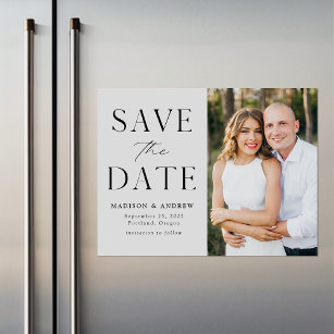 Modern Elegance Light Grey Photo Save the Date Magnetic Invitation
