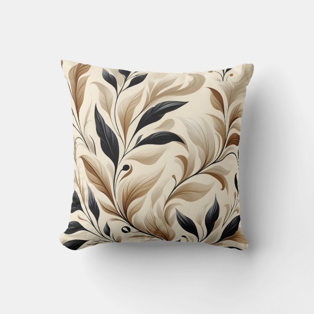 Modern Elegance Natural Leaf Pattern Home Accent   Cushion (Front)