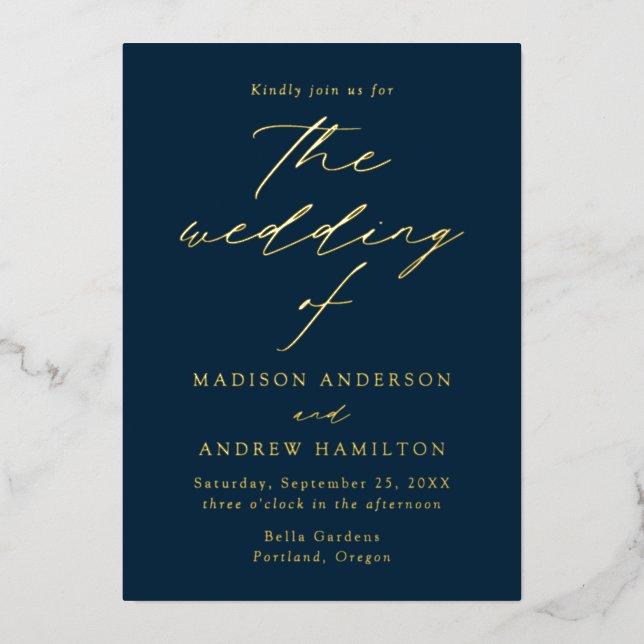 Modern Elegance Navy and Gold Wedding (Front)
