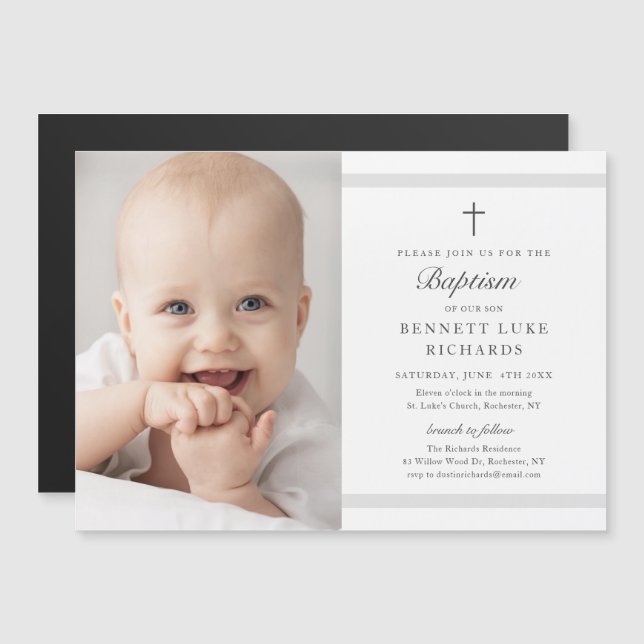 Modern Elegance Photo Baptism Invitation (Front/Back)