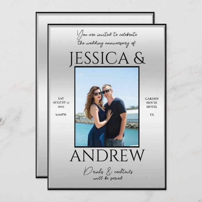 Modern Elegance Photo Wedding Anniversary Invitation (Front/Back)