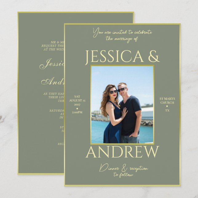 Modern Elegance Photo Wedding Invitation (Front/Back)
