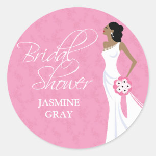 Modern Elegance Pink Bridal Shower Classic Round Sticker