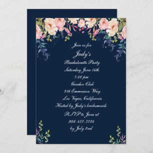 Modern Elegance Pink Floral Bachelorette Party Invitation