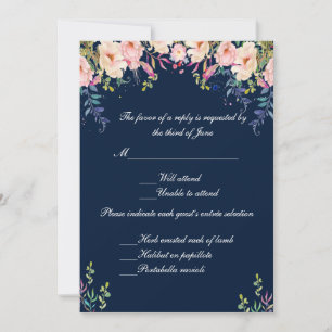 Modern Elegance Pink Floral Botanical Response  Invitation
