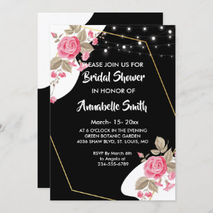 Modern Elegance Pink Floral string liBridal Shower Invitation