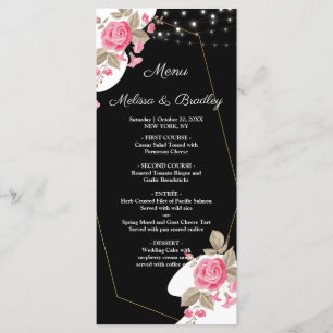 Modern Elegance Pink Floral string light Menu