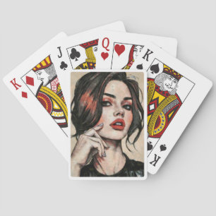 Modern Elegance - Portrait of Woman Glamor Playing Cards