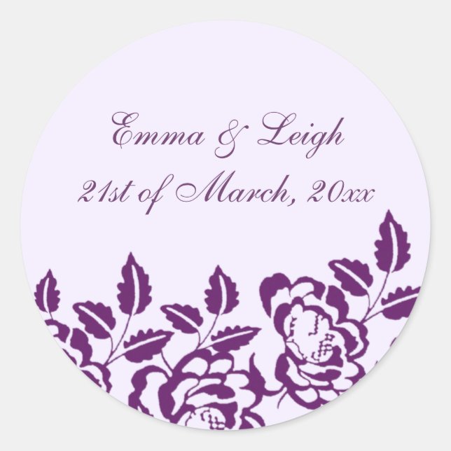 Modern Elegance Purple Rose Envelope Sticker (Front)