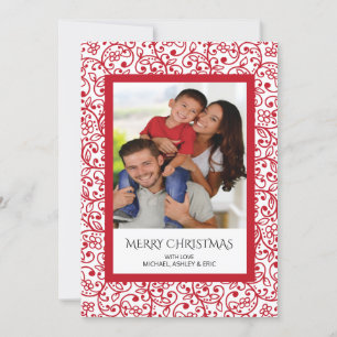 Modern Elegance Red Framed Photo Holiday Card