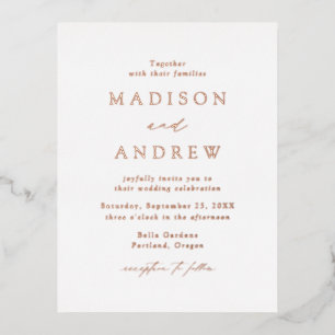 Modern Elegance Rose Gold Wedding Foil Invitation Postcard