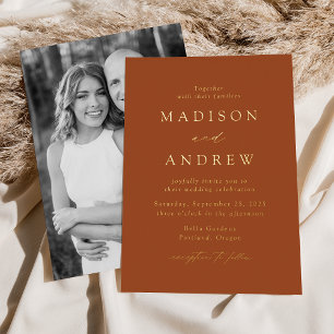 Modern Elegance Terracotta and Gold Photo Wedding