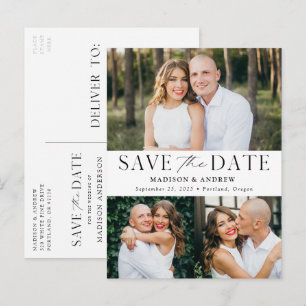 Modern Elegance Three Photo Save the Date Announcement Postcard
