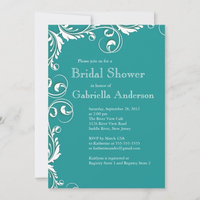 Modern Elegance Turquoise Bridal Shower Invitation (Front)