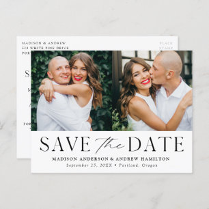 Modern Elegance Two Photo Save the Date Announcement Postcard