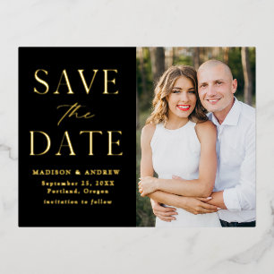 Modern Elegance Wedding Save the Date Foil Invitation Postcard