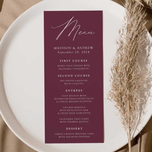 Modern Elegance Wine Wedding Menu (Creator Uploaded)