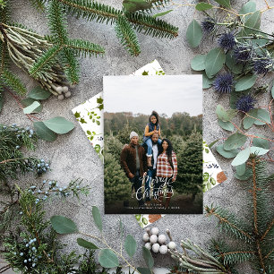 Modern Elegant 1 photo Christmas Script Holiday Card