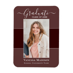 Modern   Elegant 1 Photo Grad Announcement Magnet