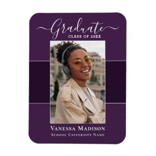 Modern Elegant 1 Photo Grad Announcement Magnet