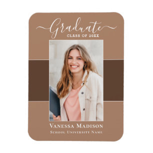 Modern Elegant 1 Photo Grad Announcement Magnet