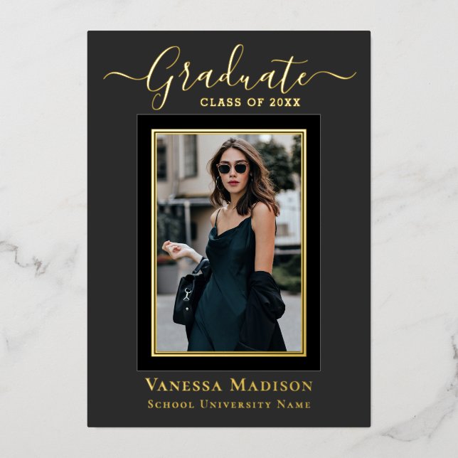 Modern Elegant | 1 Photo Graduation Announcement (Front)
