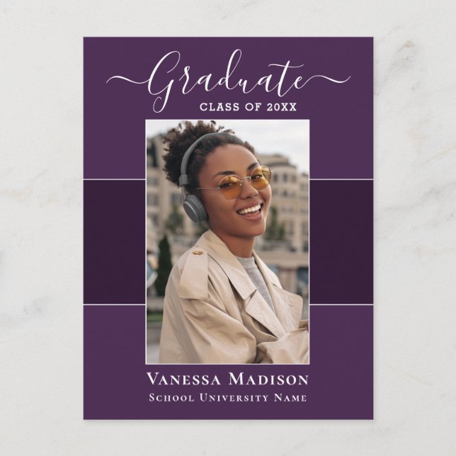 Modern | Elegant 1 Photo Graduation Announcement Postcard (Front)