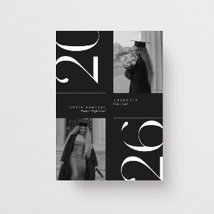 Modern Elegant 2026 Black & White Photo Graduation Invitation