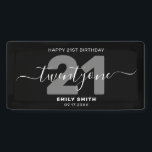 Modern Elegant 21st Birthday Banner<br><div class="desc">Modern elegant 21st Birthday Banner. Minimalist 21st birthday invitation template design featuring elegant calligraphy hand lettered script font.</div>