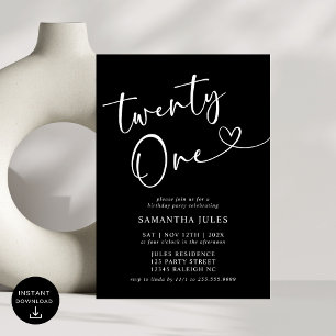 Modern Elegant 21st Birthday Party Invitation