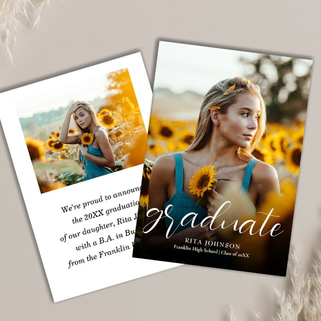 Modern Elegant 2 Photo High School Graduation Invitation (Modern Elegant 2 Photo High School Graduation Invitation)