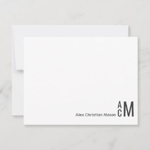 Modern Elegant 3 Monogram Initial Boho Rustic Card