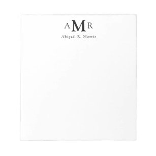 Modern Elegant 3 Monogram Initial Business Office Notepad