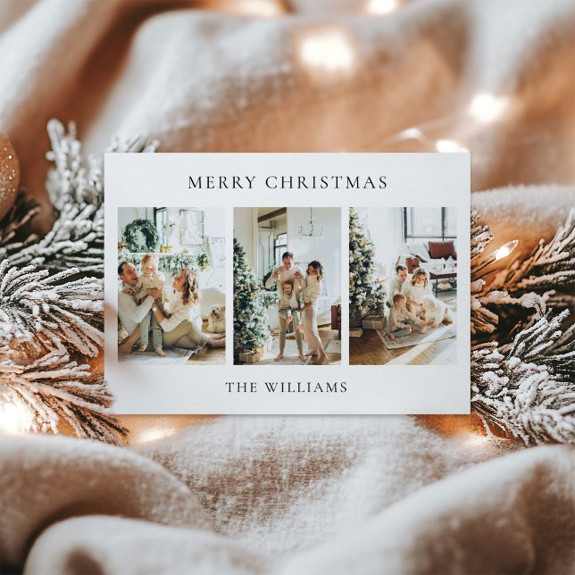 Modern Elegant 3 Photo Collage Christmas Holiday Card (Creator Uploaded)